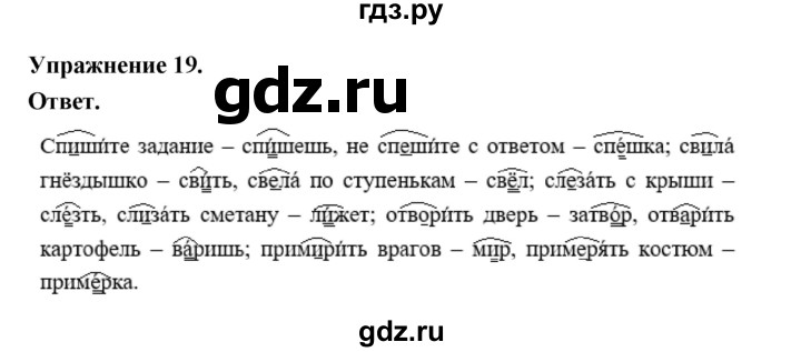 ГДЗ по русскому языку за 5 класс Ладыженская, Баранов, Тростенцова ответ на номер 19, Решебник 2025