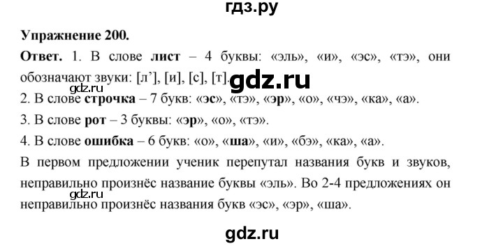 ГДЗ по русскому языку за 5 класс Ладыженская, Баранов, Тростенцова ответ на номер 200, Решебник 2025