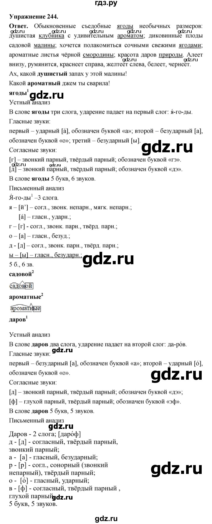 ГДЗ по русскому языку за 5 класс Ладыженская, Баранов, Тростенцова ответ на номер 244, Решебник 2025