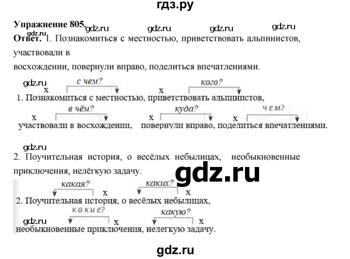 ГДЗ по русскому языку за 5 класс Ладыженская, Баранов, Тростенцова ответ на номер 805, Решебник 2025