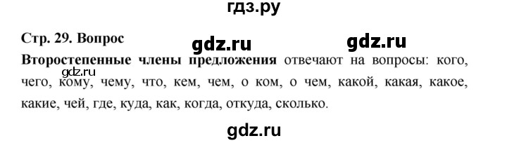 ГДЗ по русскому языку за 5 класс Ладыженская, Баранов, Тростенцова ответ на вопрос страница 29, Решебник 2025