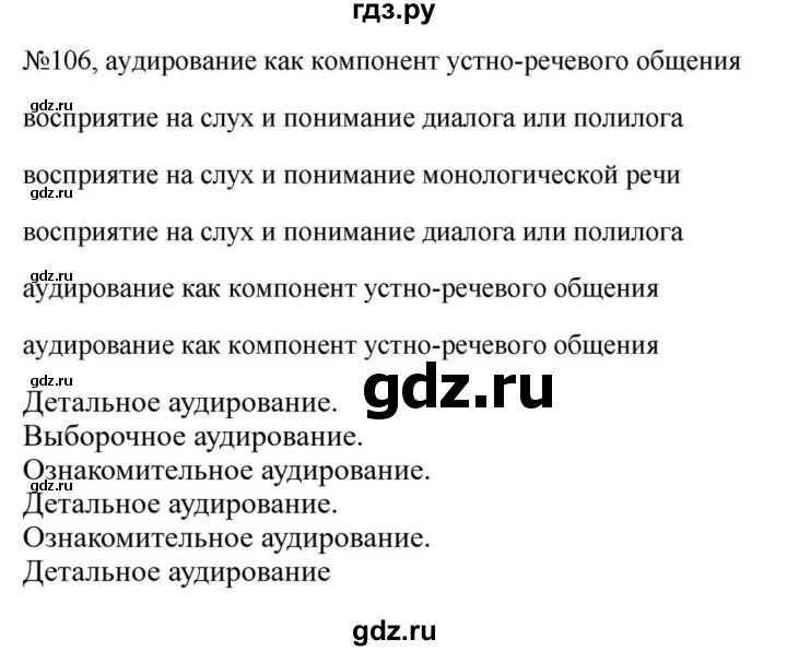 ГДЗ по русскому языку за 5 класс Ладыженская, Баранов, Тростенцова ответ на номер106, Решебник 2023