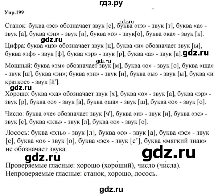 ГДЗ по русскому языку за 5 класс Ладыженская, Баранов, Тростенцова ответ на номер 199, Решебник 2023