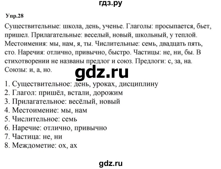 ГДЗ по русскому языку за 5 класс Ладыженская, Баранов, Тростенцова ответ на номер 28, Решебник 2023