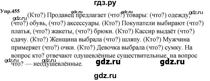 ГДЗ по русскому языку за 5 класс Ладыженская, Баранов, Тростенцова ответ на номер 455, Решебник 2023