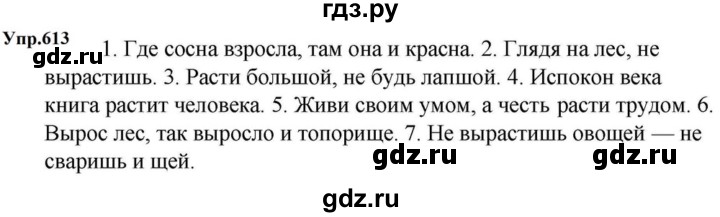 ГДЗ по русскому языку за 5 класс Ладыженская, Баранов, Тростенцова ответ на номер 613, Решебник 2023