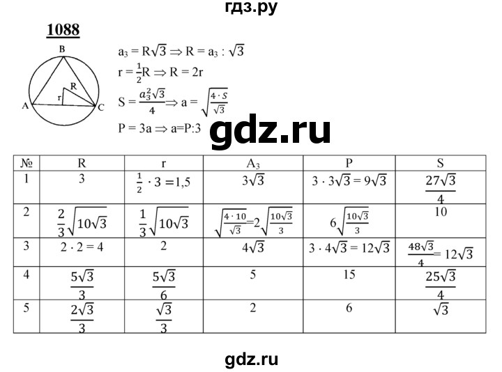 ГДЗ по геометрии 7‐9 класс Атанасян Базовый уровень глава 12. задача - 1088, Решебник 2016 №1