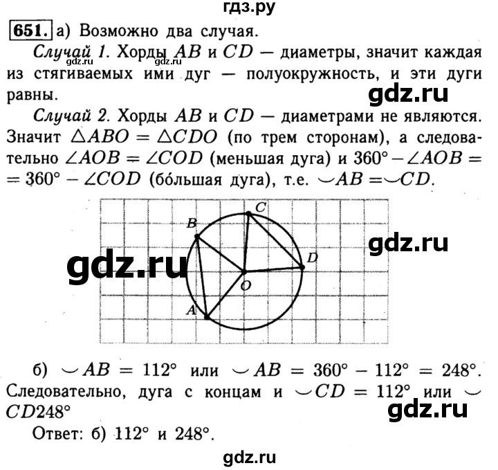 ГДЗ по Геометрия за 7-9 классы Атанасян, Бутузов, Кадомцев ответ на задачу 651, Решебник 2016 №2