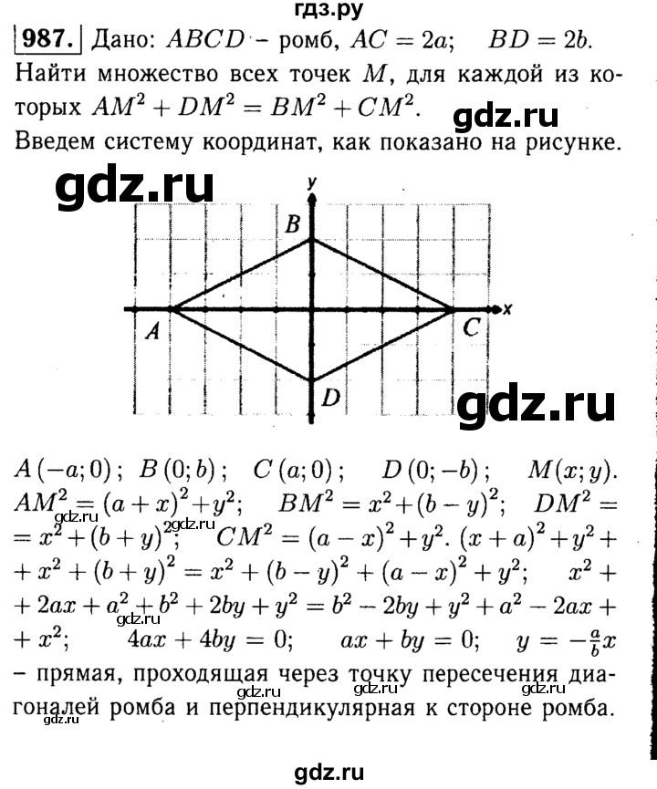 ГДЗ по Геометрия за 7-9 классы Атанасян, Бутузов, Кадомцев ответ на задачу 987, Решебник 2016 №2