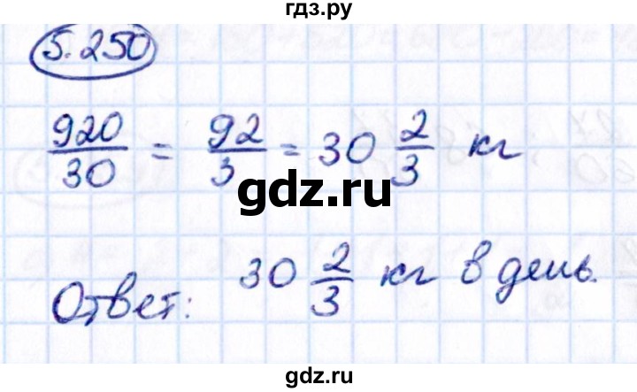 Гдз по математике за 5 класс Виленкин, Жохов, Чесноков ответ на номер № 5.250, Решебник 2021